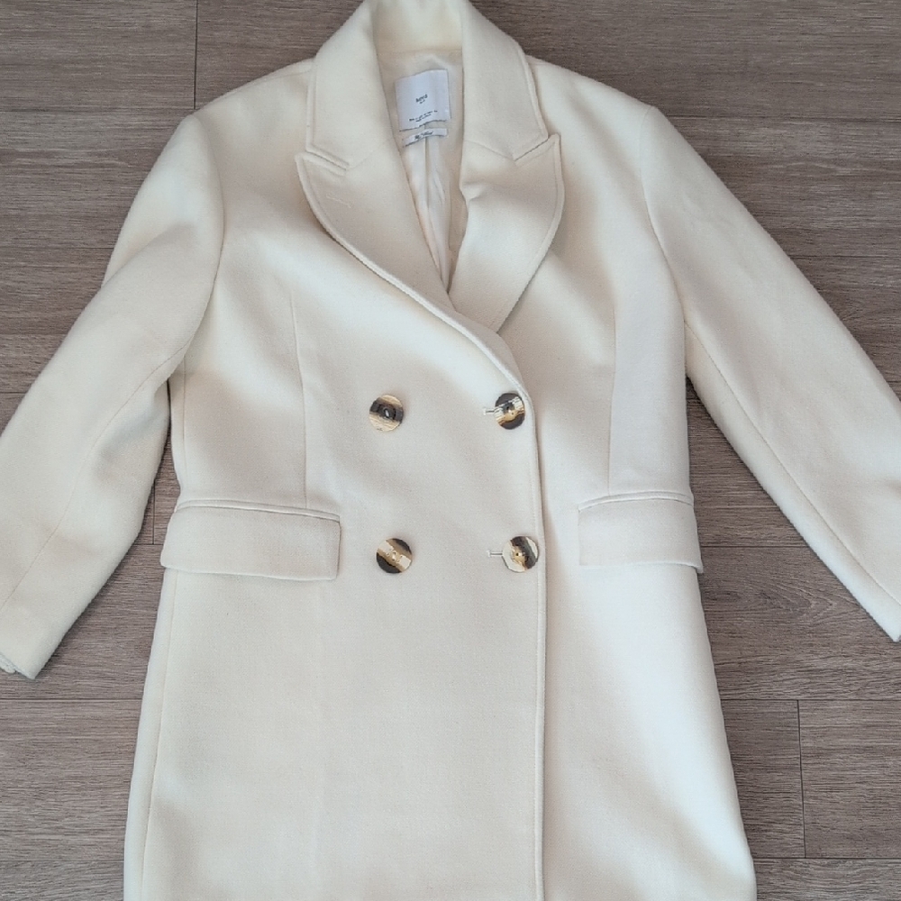 Mango Cream Double-Breasted Pea Coat